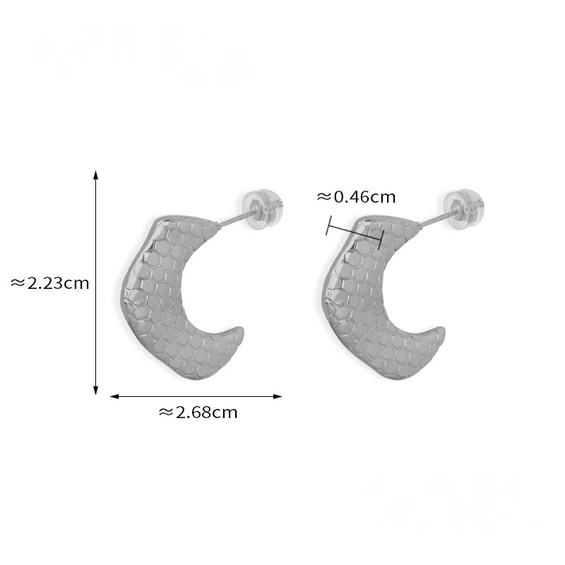 Stainless Steel Geometric Star Texture Hoop Earrings