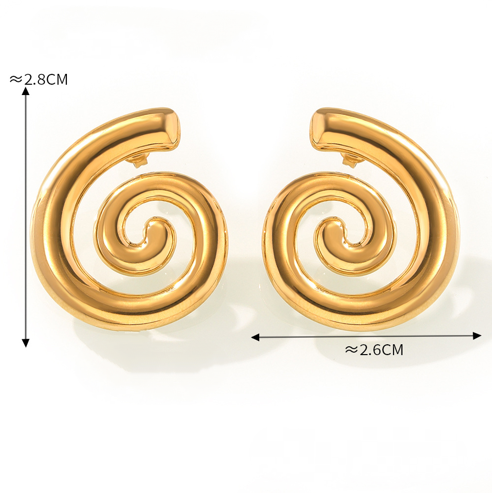 Stainless Steel 18K Gold PVD Creative Spiral Stud Earrings