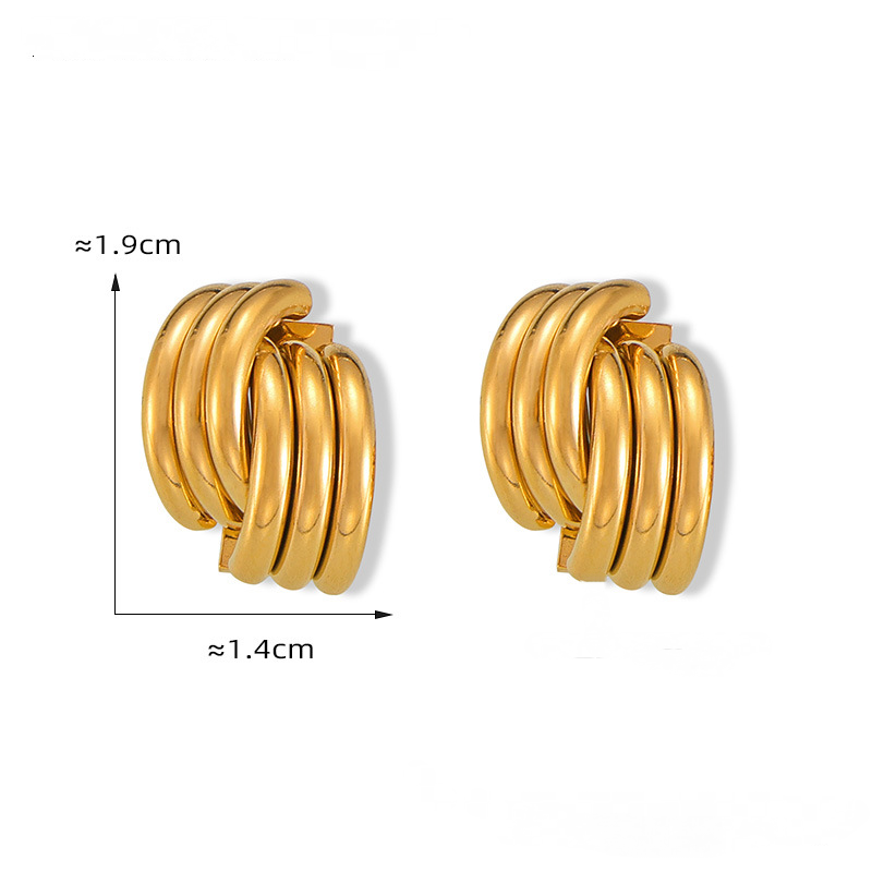 Half Ring Stitching Stainless Steel Stud Earrings