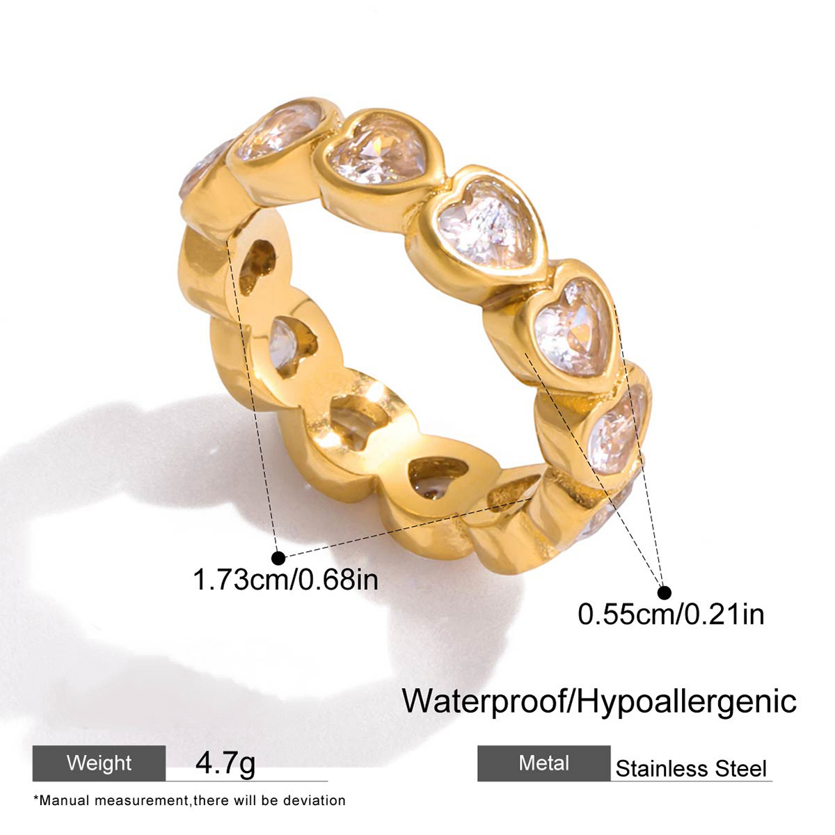 Stainless Steel 18K Gold PVD Cubic Zirconia Ring Collection