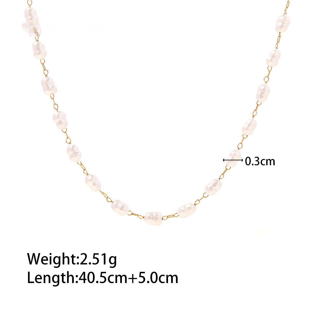 18K Gold PVD Stainless Steel Pearl Necklace