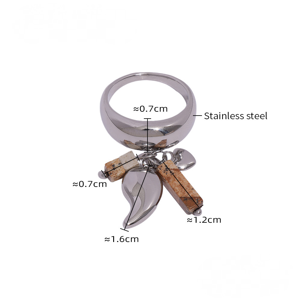 Stainless Steel Water Drop Tassel Charm Ring