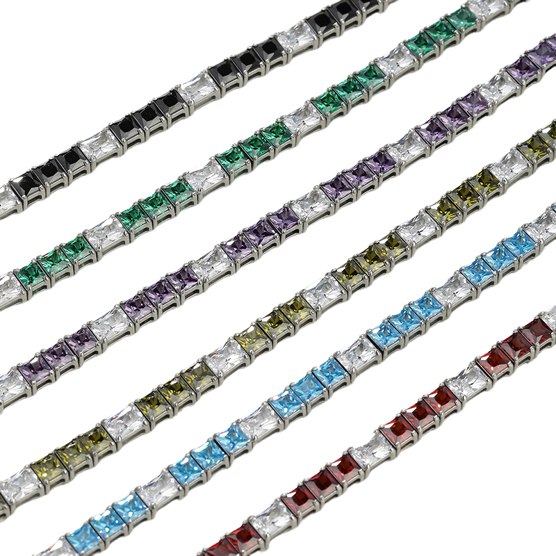 3x3MM Square Cubic Zirconia Tennis Bracelet