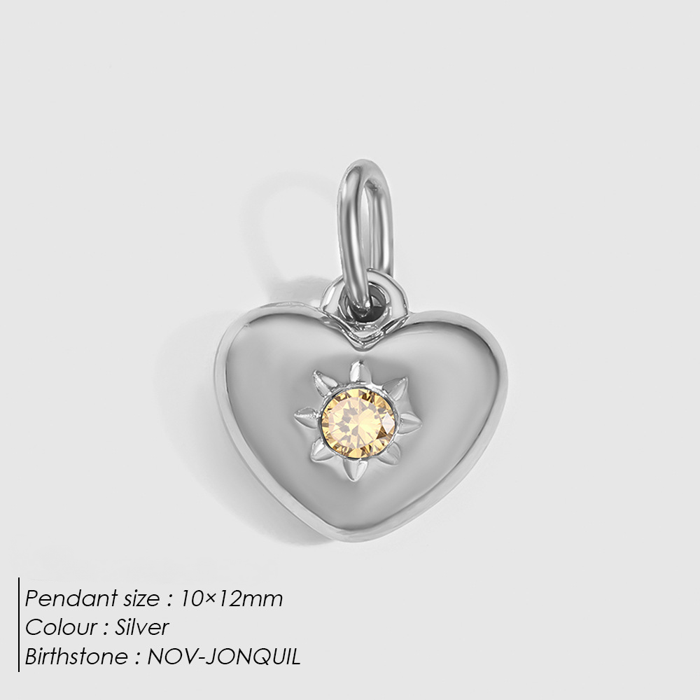 Stainless Steel Rhinestone Heart Pendant