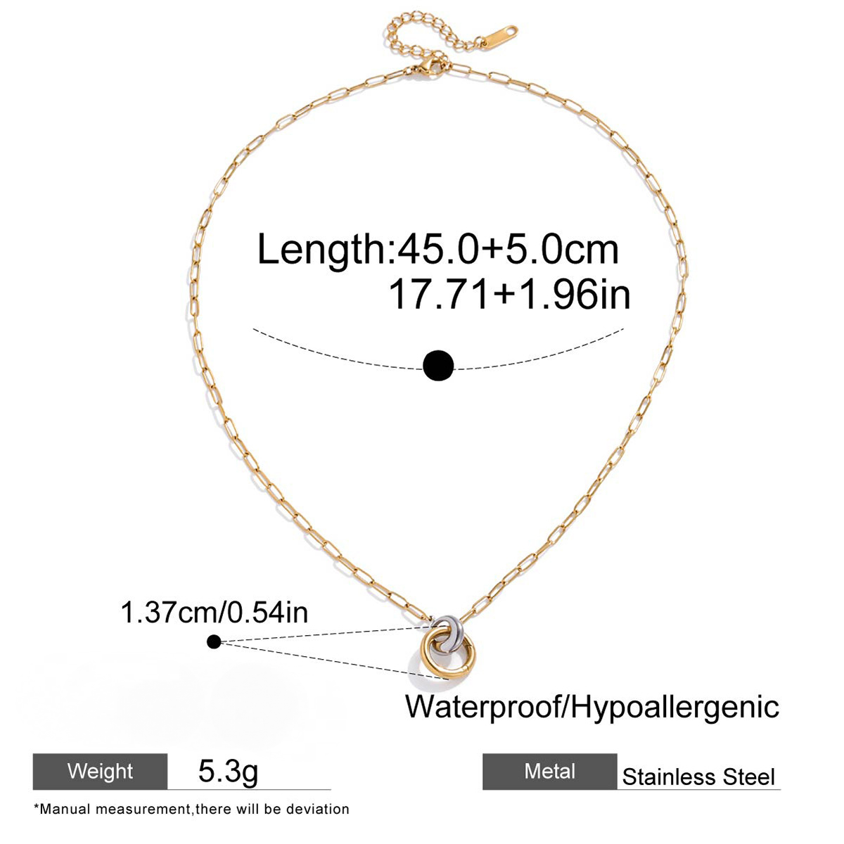 DIY Buckle Stainless Steel Heart Paperclip Chain Necklace