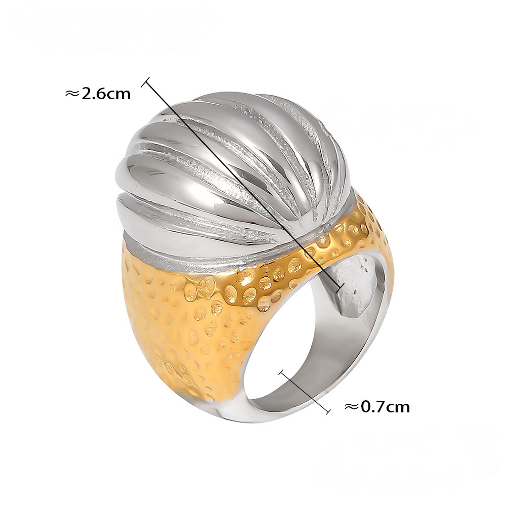 Stainless Steel Vintage Oval Scratched Ring
