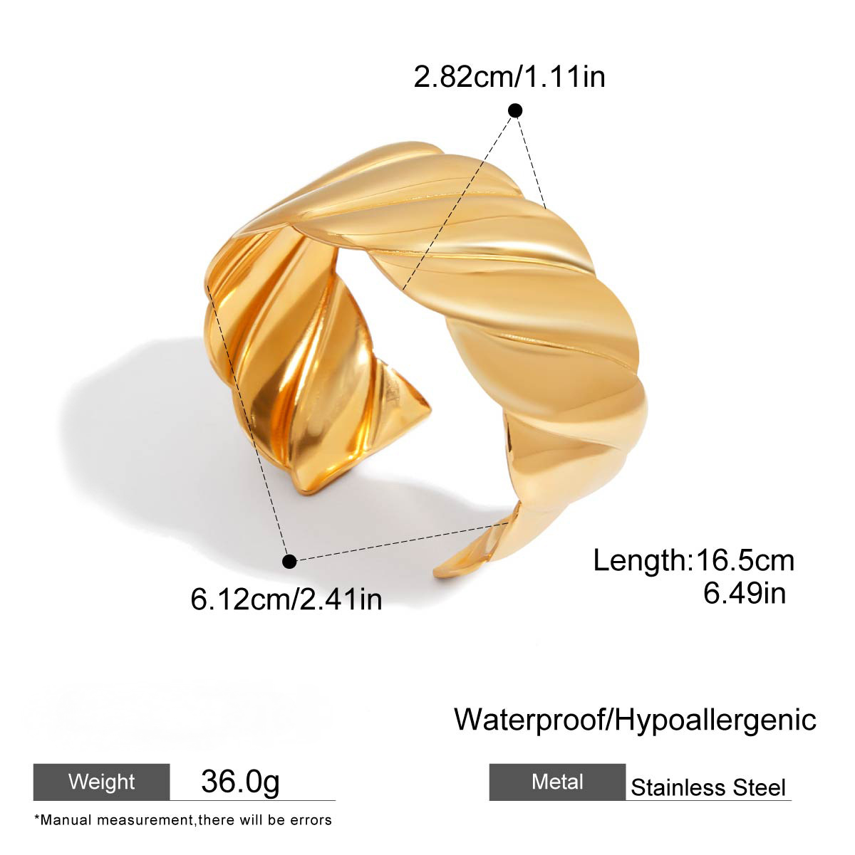 Stainless Steel Texture Band Cuff Bracelet Combination