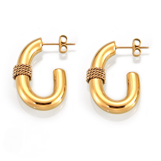 Stainless Steel Braided Wrap Design Hoop Earrings