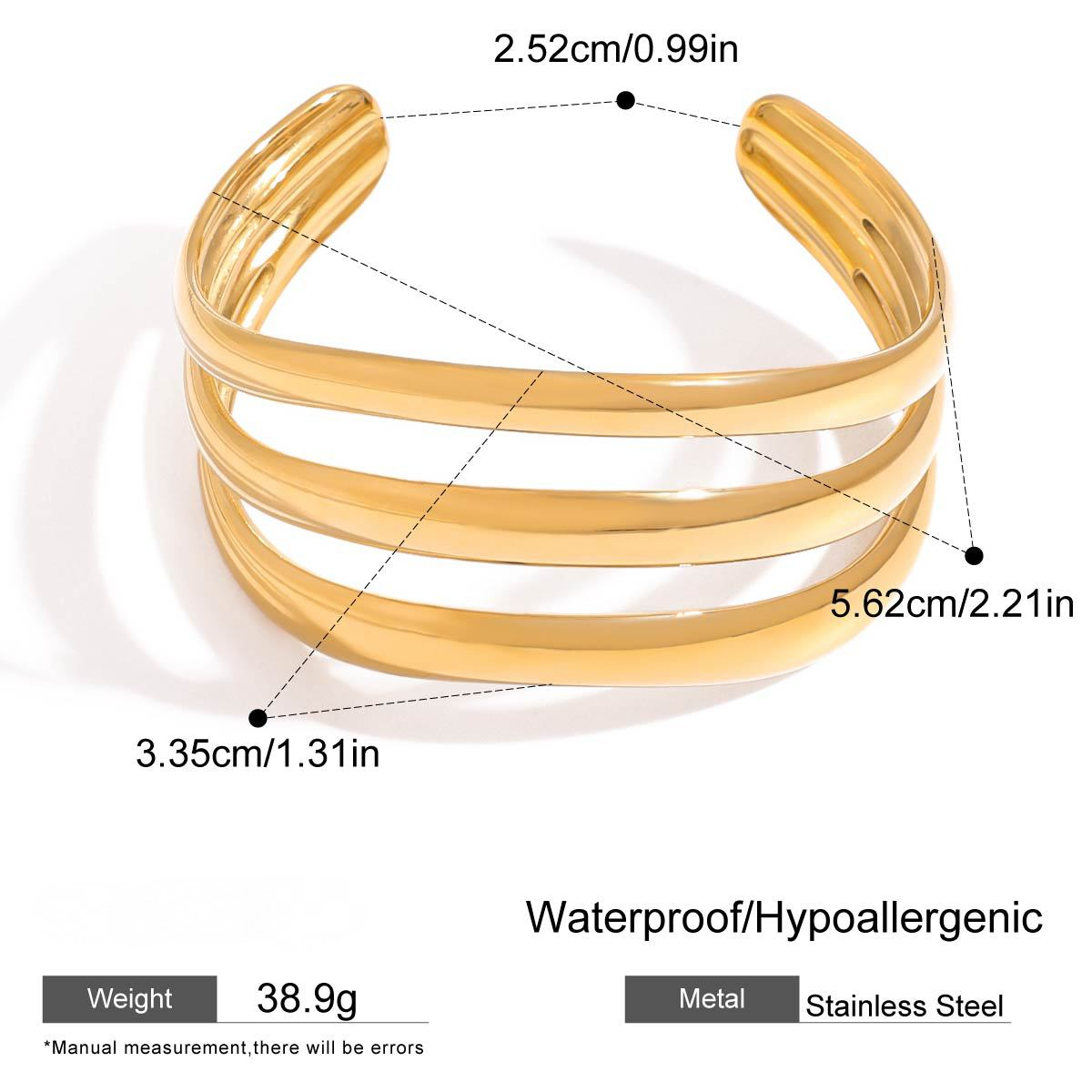 Stainless Steel Multi-layer Plain Ring Cuff Bracelet