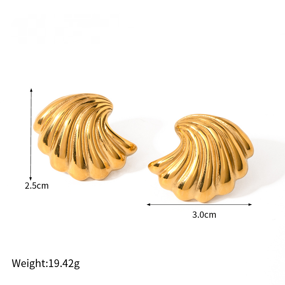 Stainless Steel Shell Series Stud Earrings