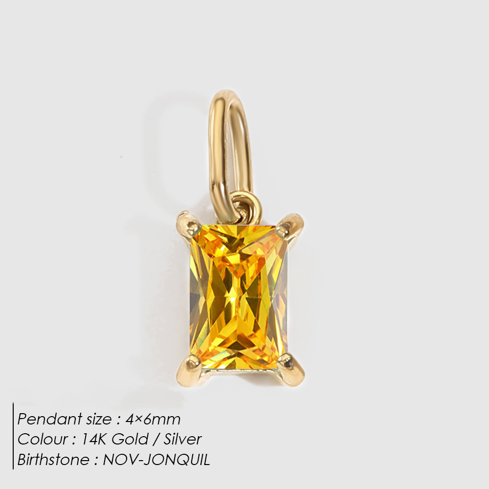 Stainless Steel Geometric Square Cubic Zirconia Necklace Pendant