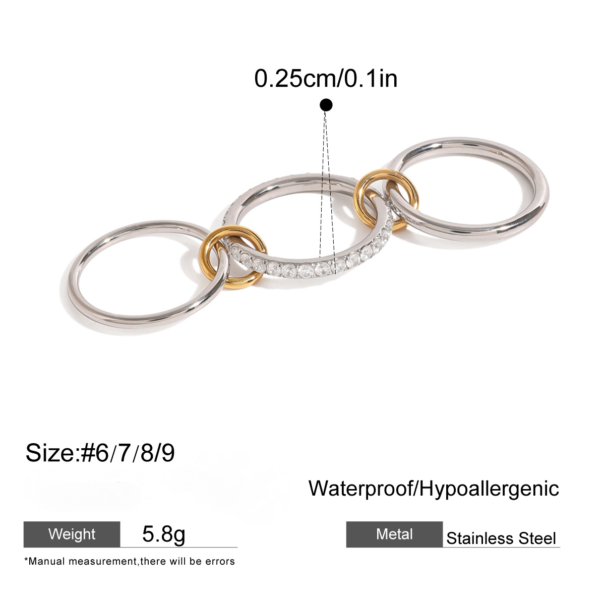 Stainless Steel Stacking Pearl Rings