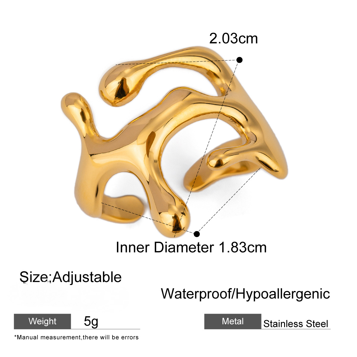 Stainless Steel Irregular Exaggerated Ring