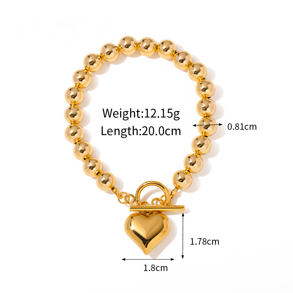 18K Gold PVD Stainless Steel Pearl Pendant Bracelet
