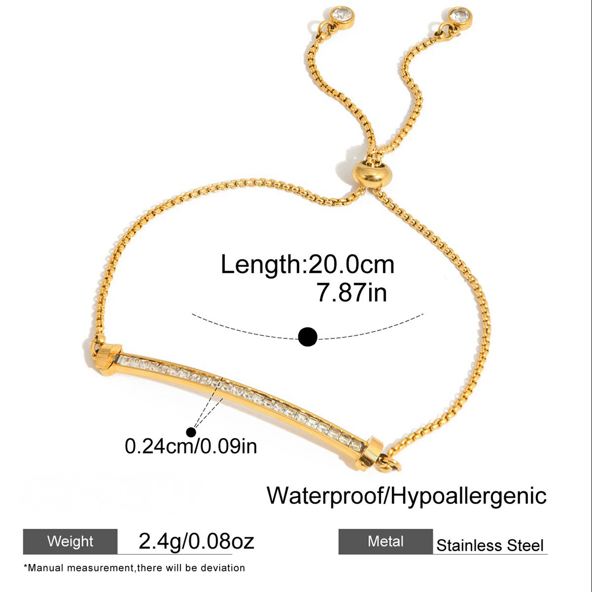 Stainless Steel Small Cube Sugar Heart Bracelet