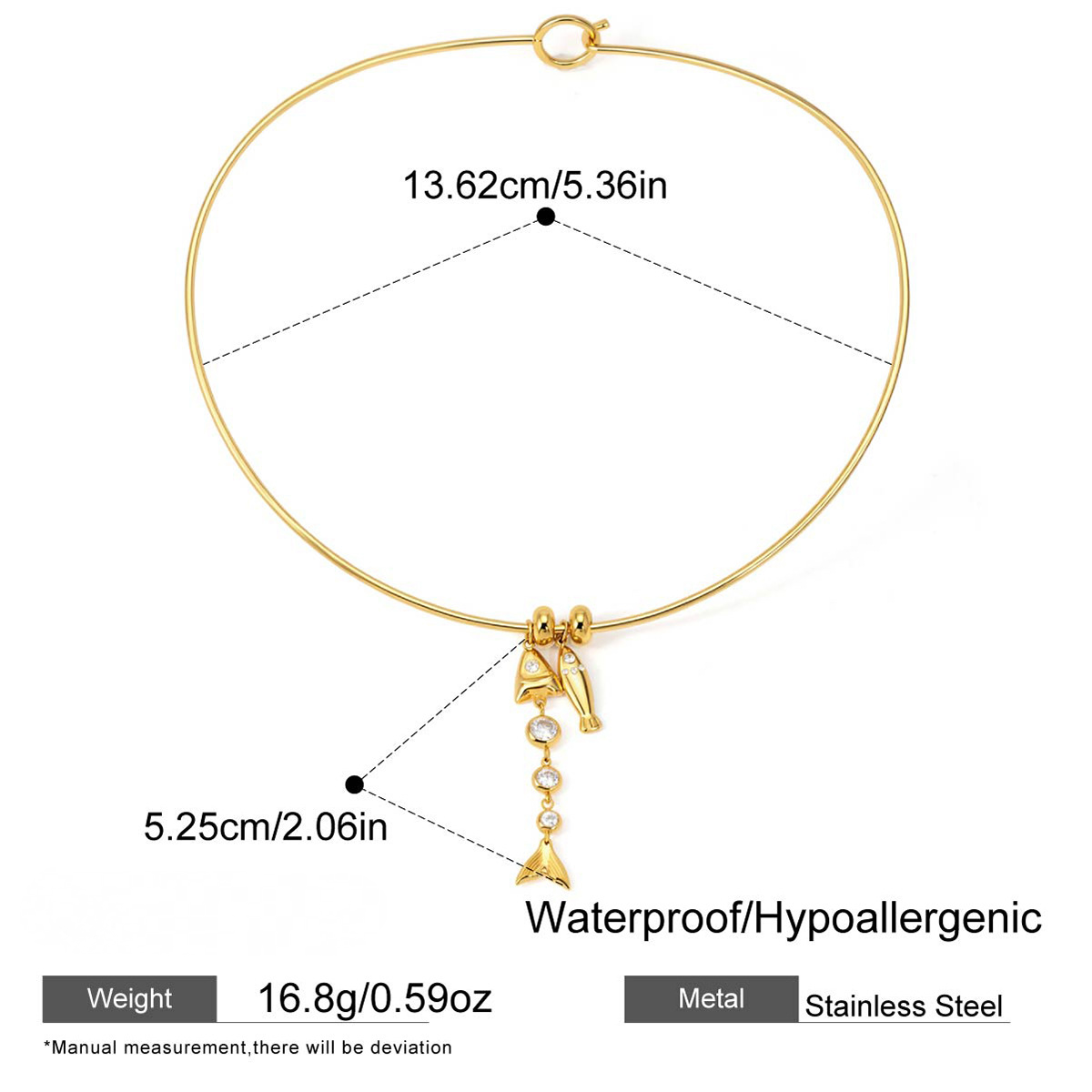 Stainless Steel Fish Pendant Accessories Collar Necklace