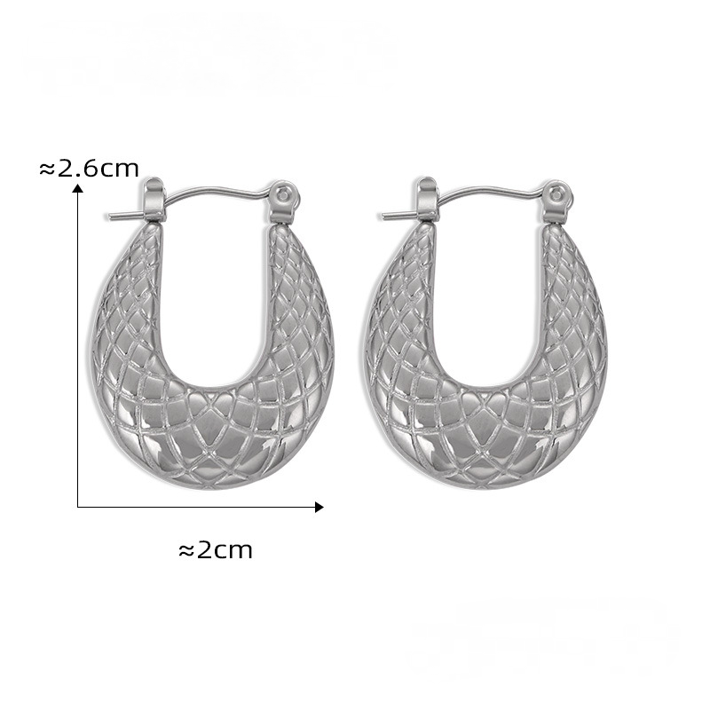 Stainless Steel Geometric Texture 18K Gold PVD Hoop Earrings