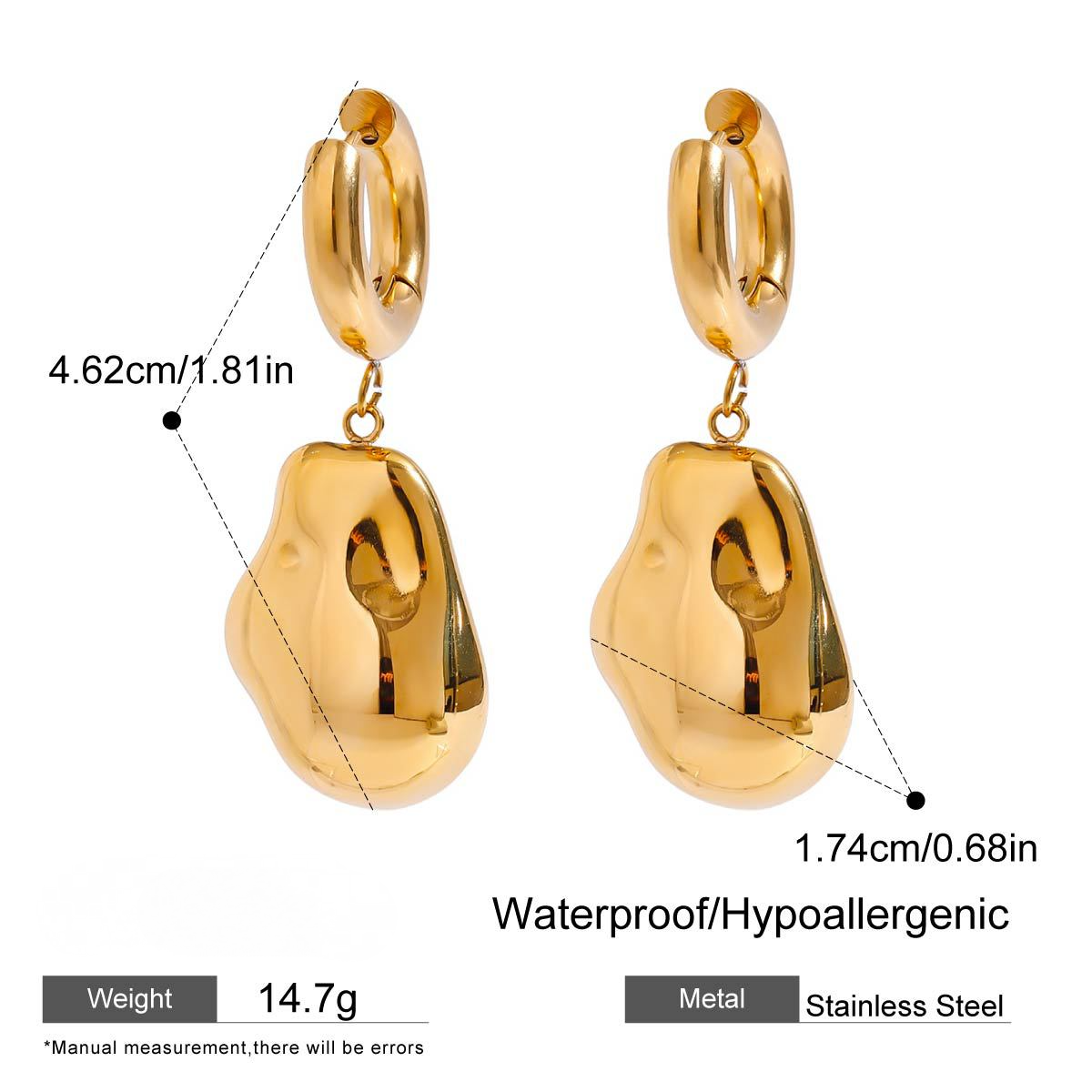 Stainless Steel Round Drop Earrings