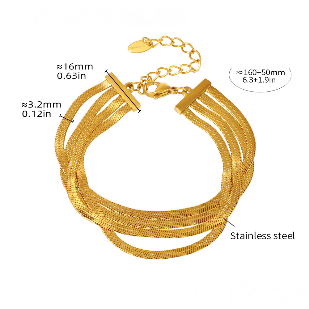 Stainless Steel Multi-layered Snake Chain Bracelet