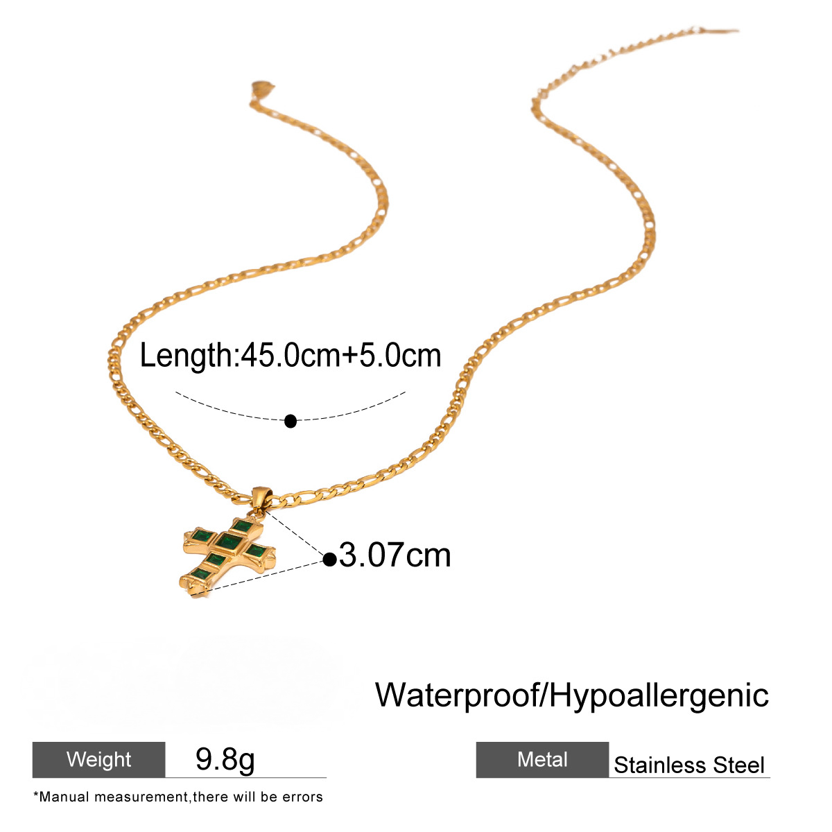 Stainless Steel Cubic Zirconia Cross Pendant Necklace Collection
