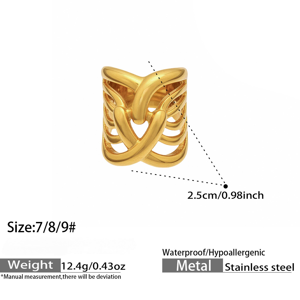 Stainless Steel Multi-layer Hollow-out Exaggerated Ring