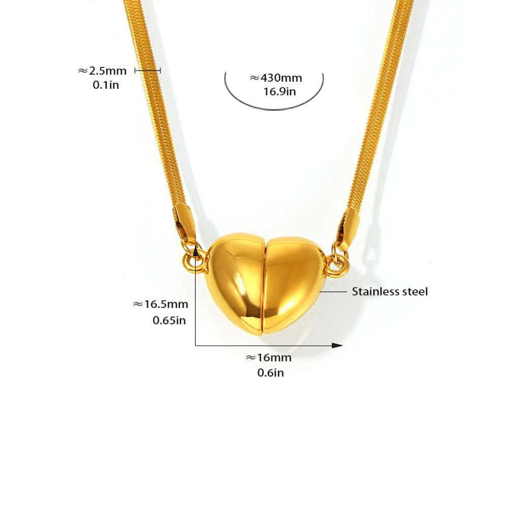Detachable Heart Pendant Stainless Steel Necklace