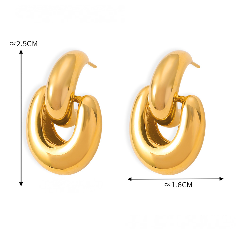 Stainless Steel Half Round Hook Stud Earrings