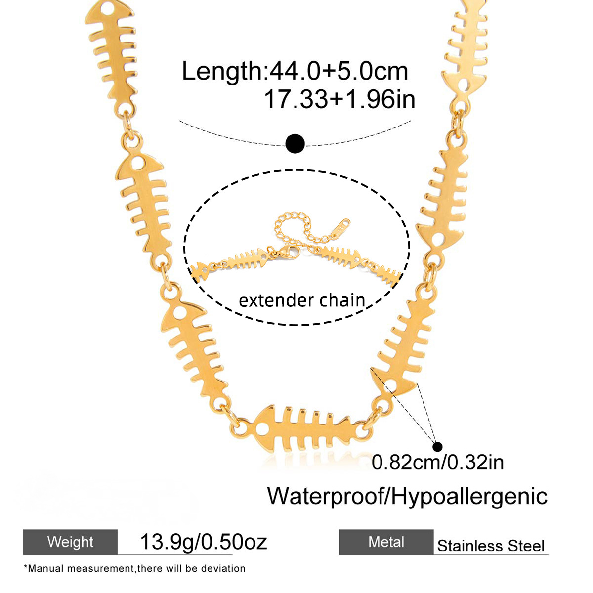 Stainless Steel Fishbone Wave Spiral Hollow Necklace