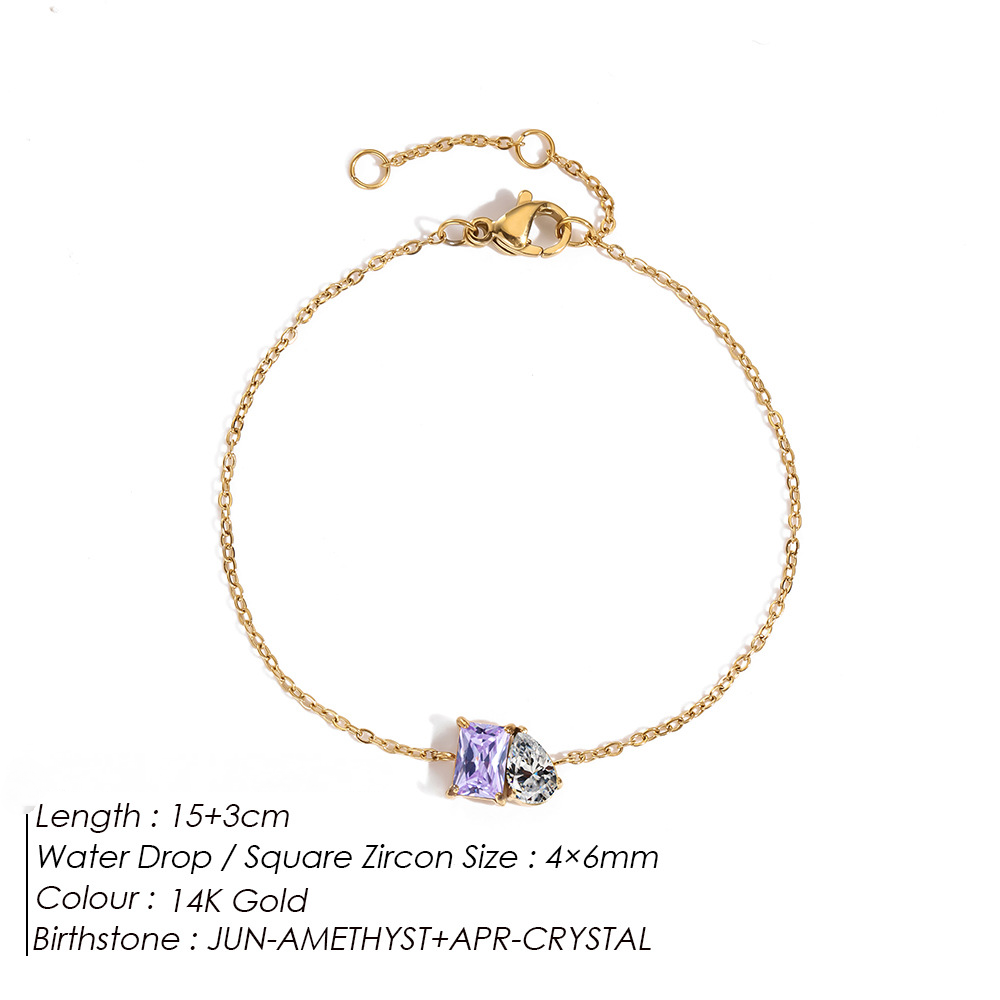 Stainless Steel Birthday Stone Bracelet