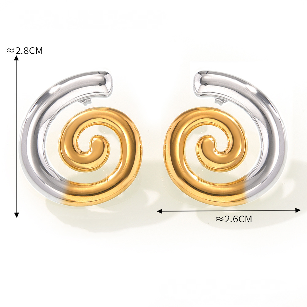 Stainless Steel 18K Gold PVD Creative Spiral Stud Earrings