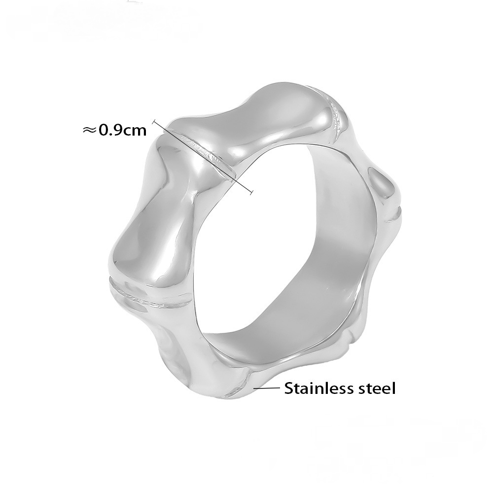 18K Gold PVD Stainless Steel Bamboo Shape Ring