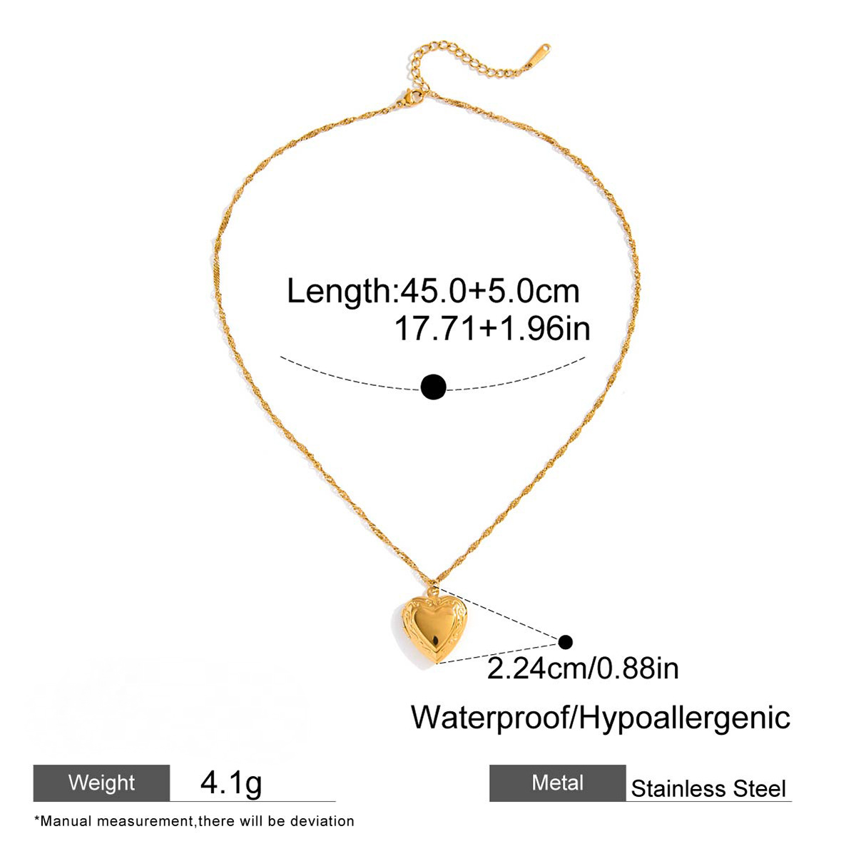 Stainless Steel Opening and Closing Heart-shaped Pendant Necklace