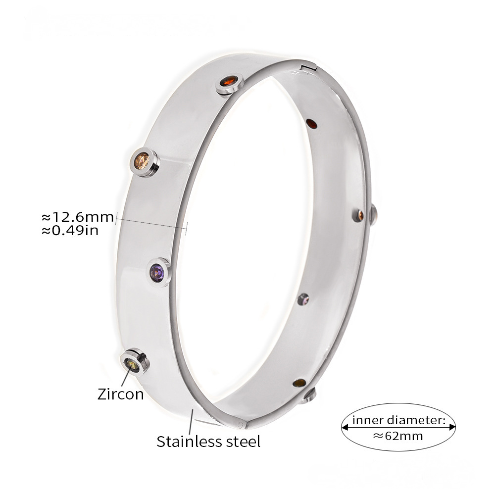 Stainless Steel Cubic Zirconia Polished Bangle Bracelet