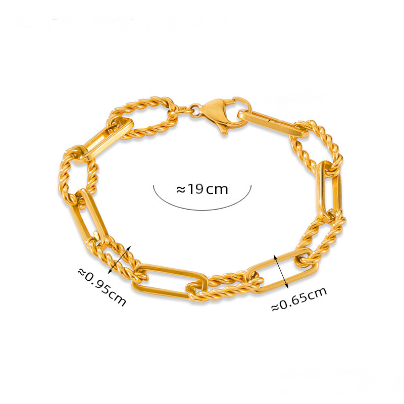 Paperclip Chain Twist Stitching Bracelet Necklace Jewelry Suit