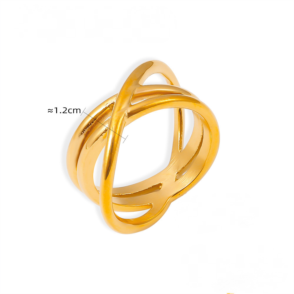 Stainless Steel 18K Gold PVD Wrap Line Hollow Ring