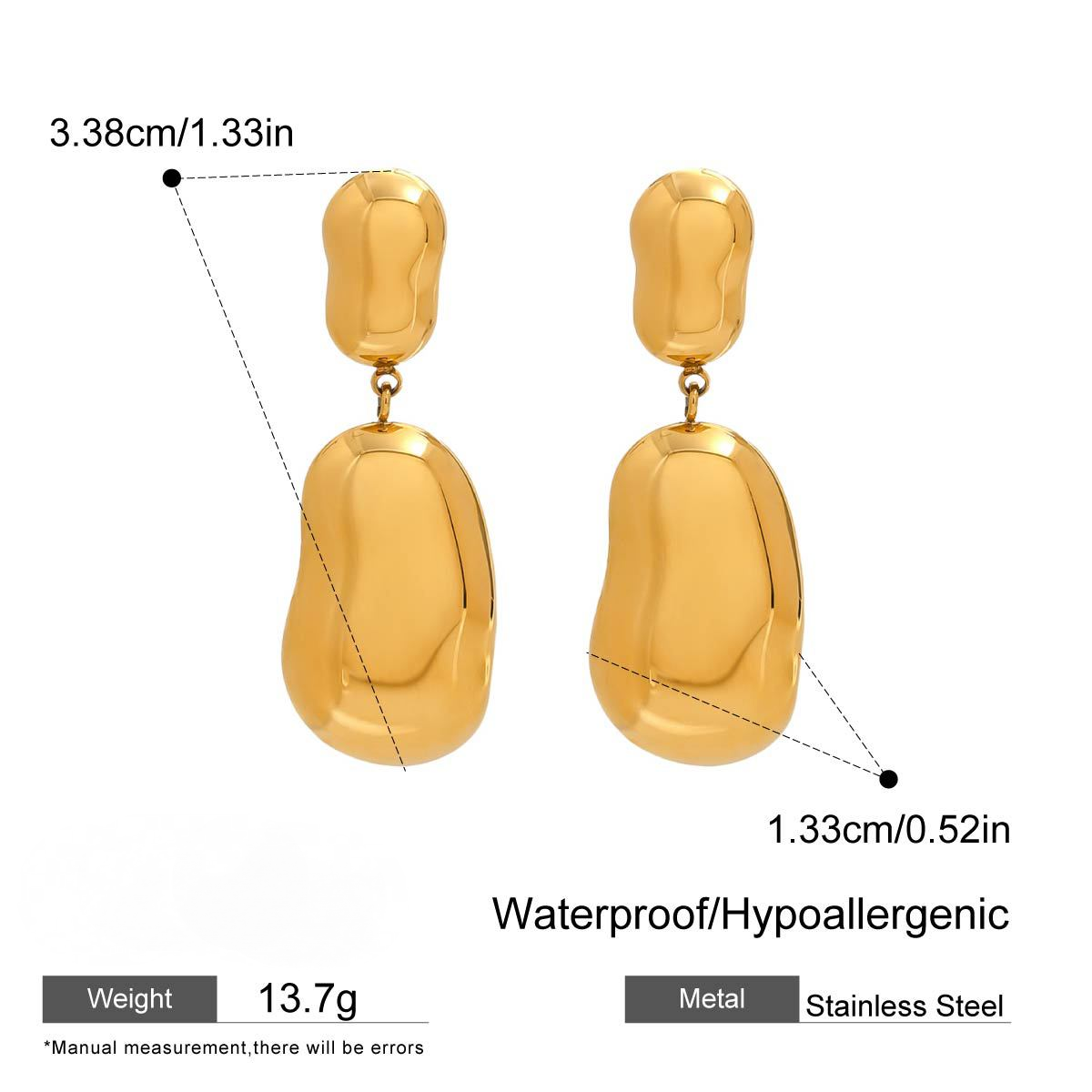 Stainless Steel Irregular Glossy Stud Earrings