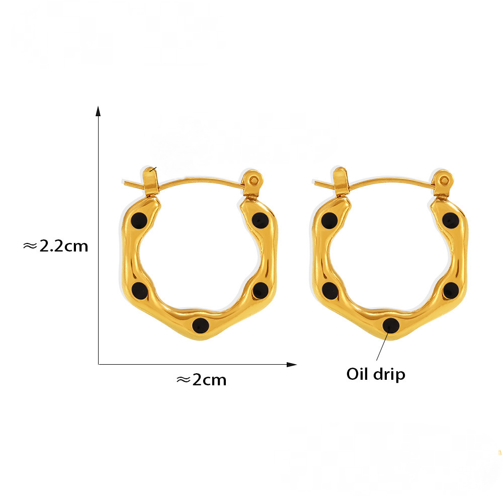 Stainless Steel Round Drip Oil Earrings