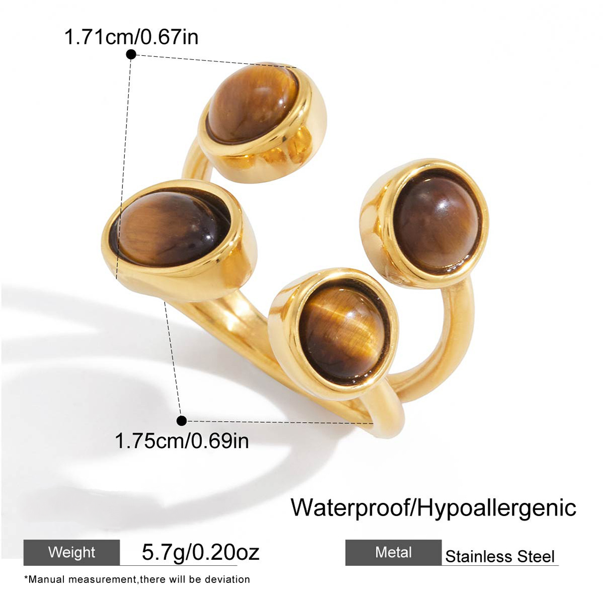 Stainless Steel Tiger's Eye Ring