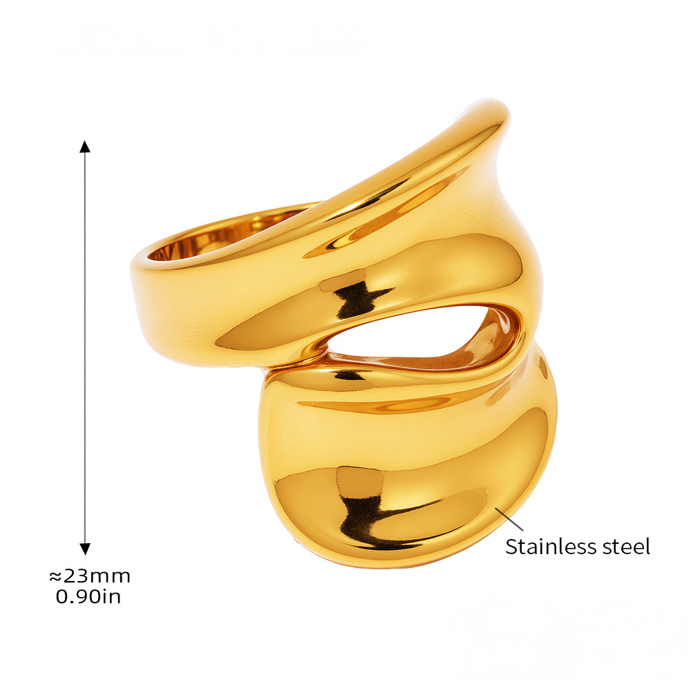 Irregular Geometric Hollow Stainless Steel Polished Ring