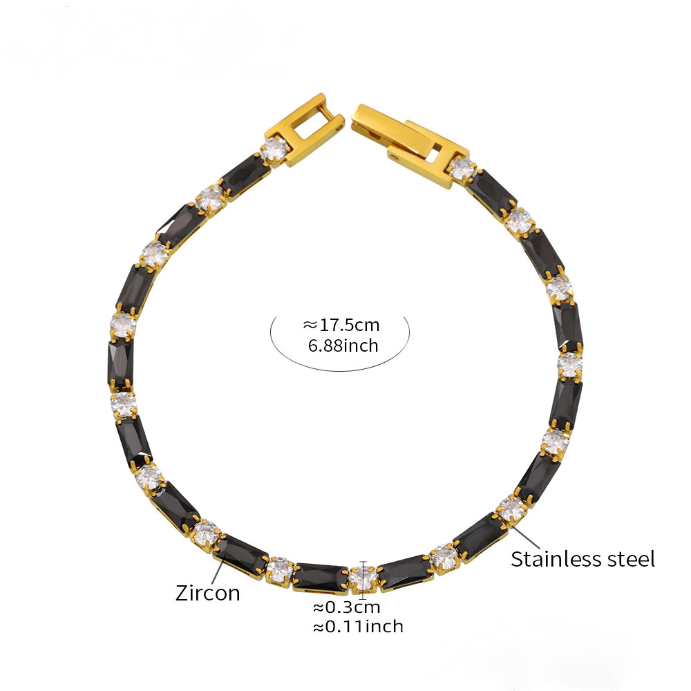 Stainless Steel Square Cubic Zirconia Bracelet