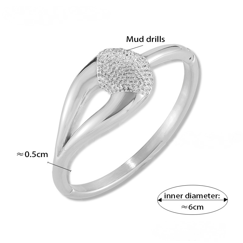 Stainless Steel Geometric Patchwork Design Inlay Mud Drills Bracelet