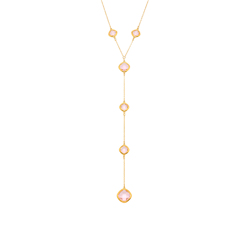 Super Flash Cut Square Glass Long Tassel Necklace
