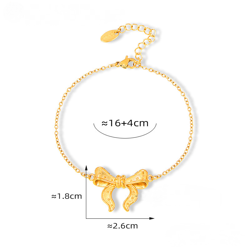Textured Bow 3D Stainless Steel Bracelet Earrings Jewelry Suit