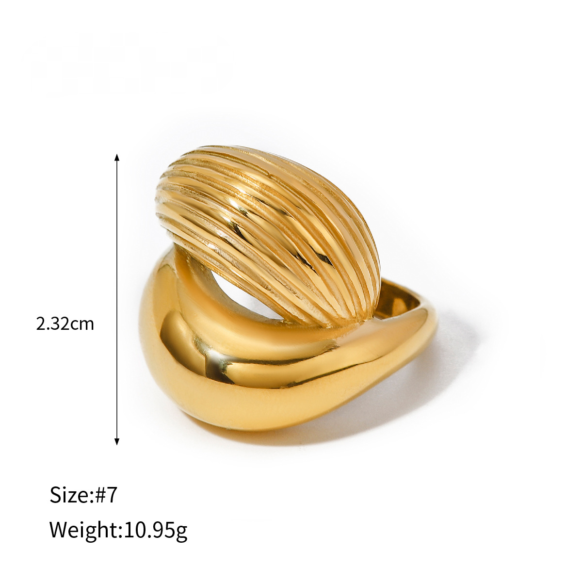 Stainless Steel 18K Gold PVD Pearl Ring