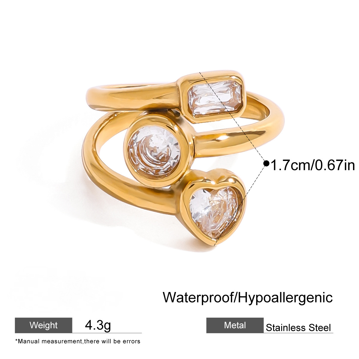 Stainless Steel Cubic Zirconia Ring Combination
