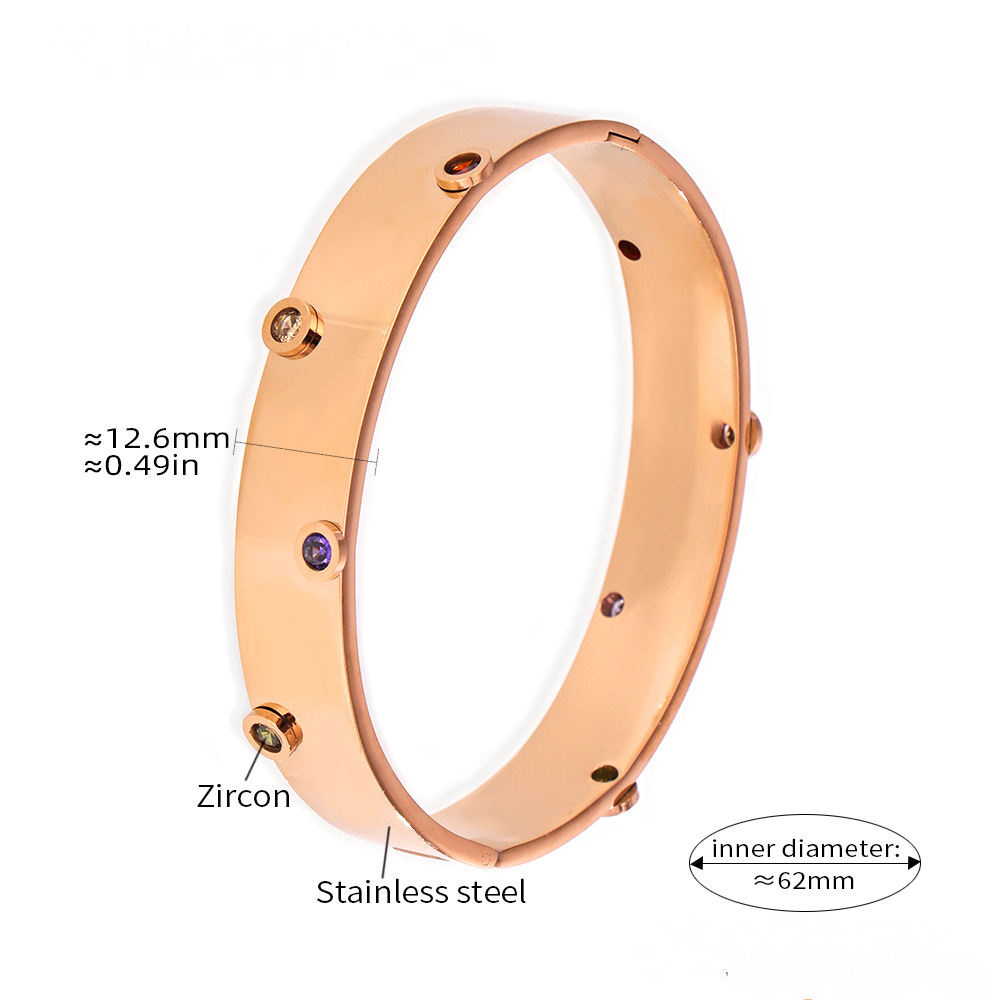 Stainless Steel Cubic Zirconia Polished Bangle Bracelet