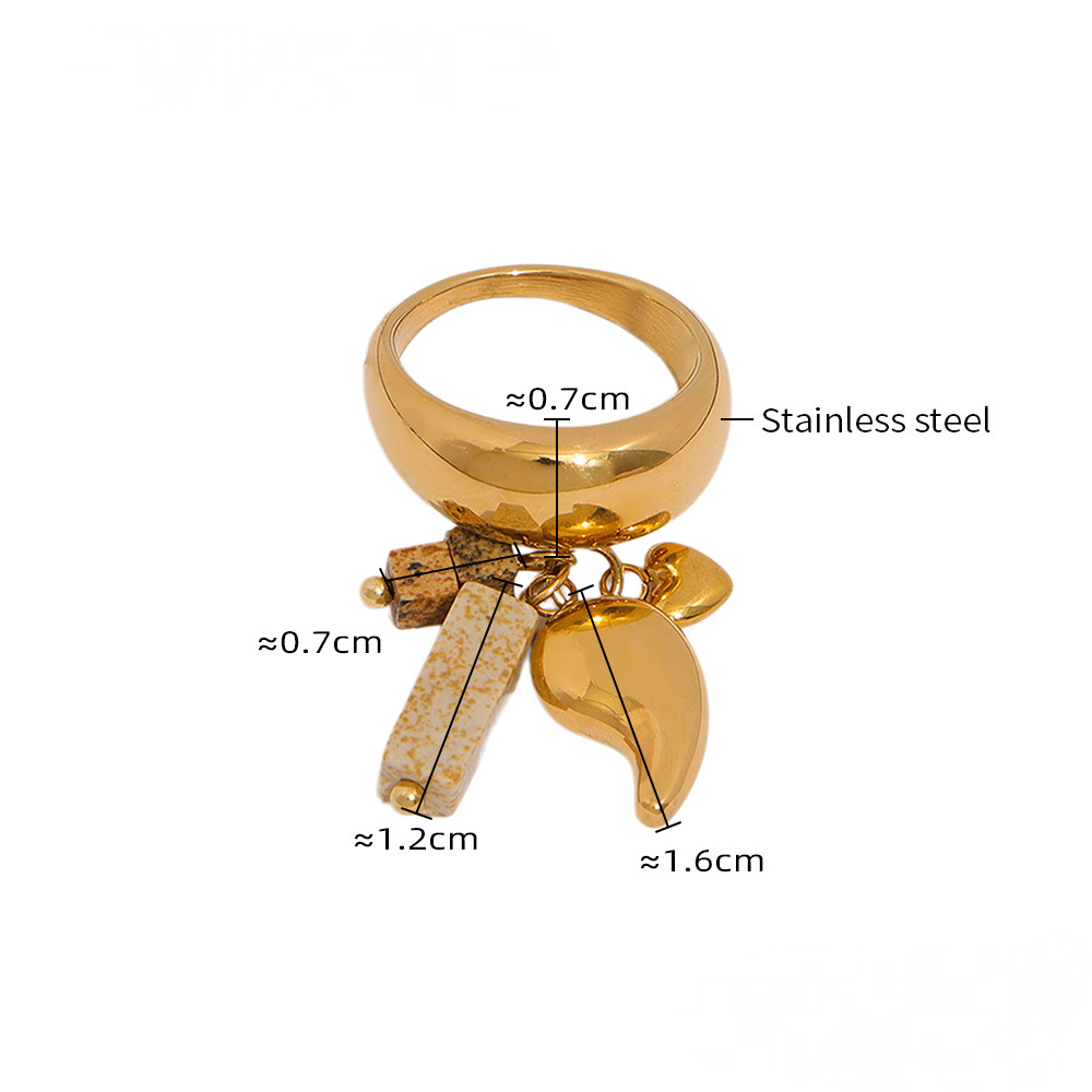 Stainless Steel Water Drop Tassel Charm Ring