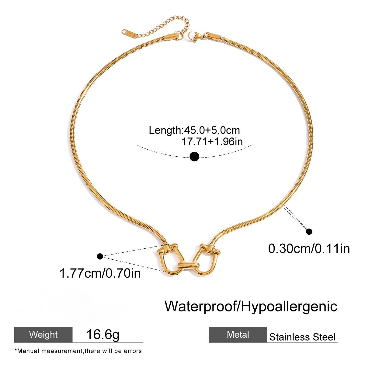 Stainless Steel U-shaped Horseshoe Snake Chain Necklace