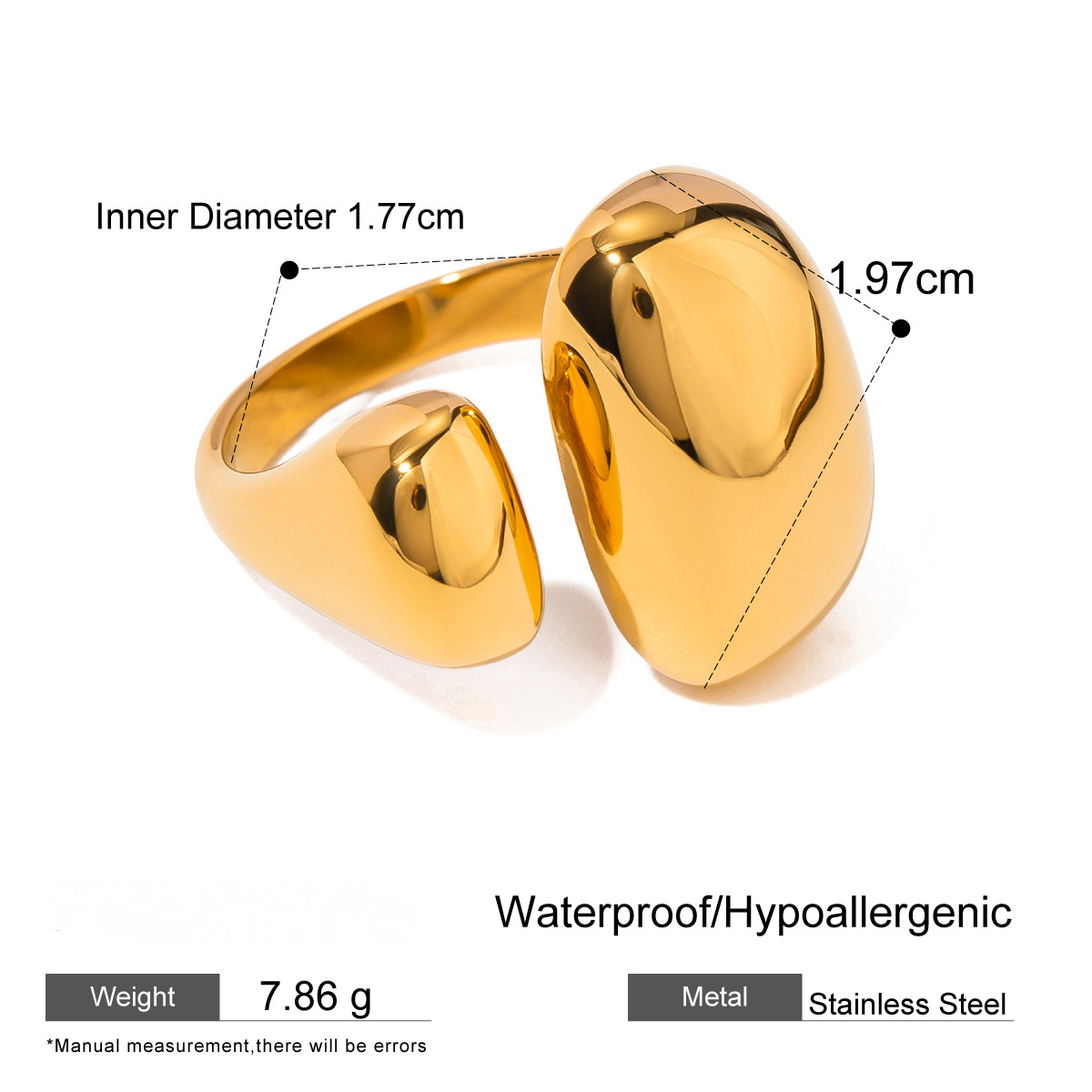 Stainless Steel Retro Heart Geometric Ring