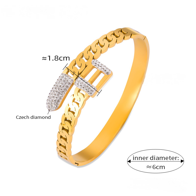 Chain Shaped Stainless Steel Bangle Bracelet